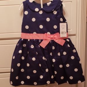 Carters Navy & White Polka Dot Dress